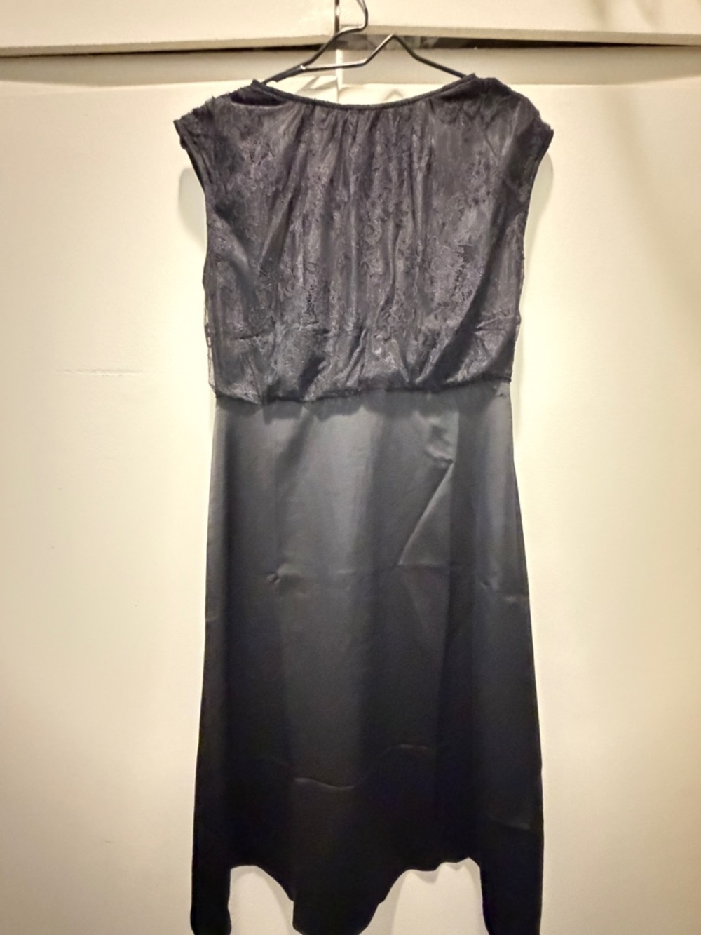 LOFT Black Midi Dress with Lace Bodice